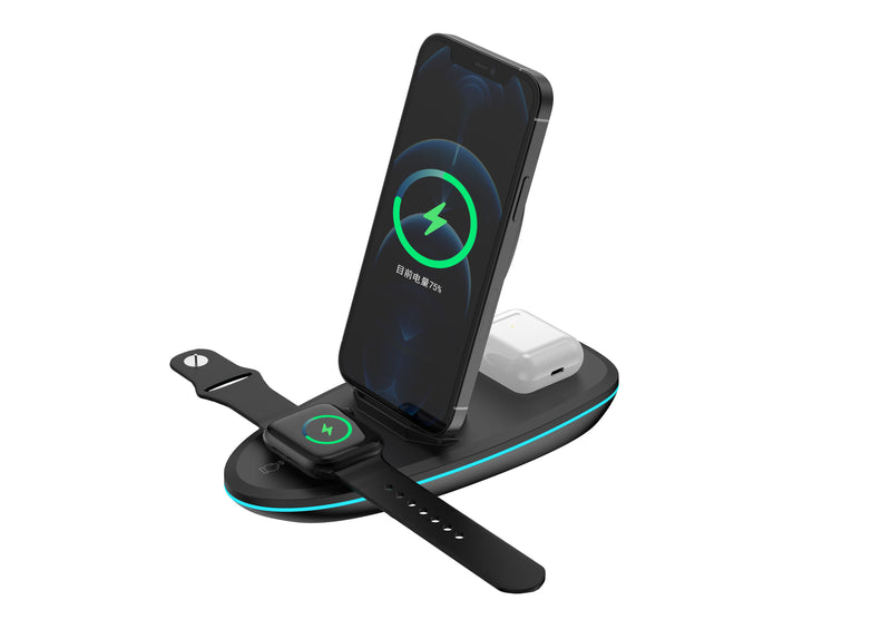 Rixus RXWC43 3-1 Foldable Wireless Charger Station