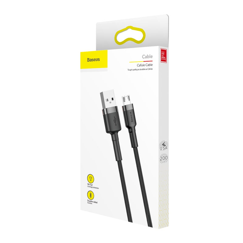 Baseus Cafule Cable USB For Micro 1.5A 2M Gray+Black (CAMKLF-CG1)