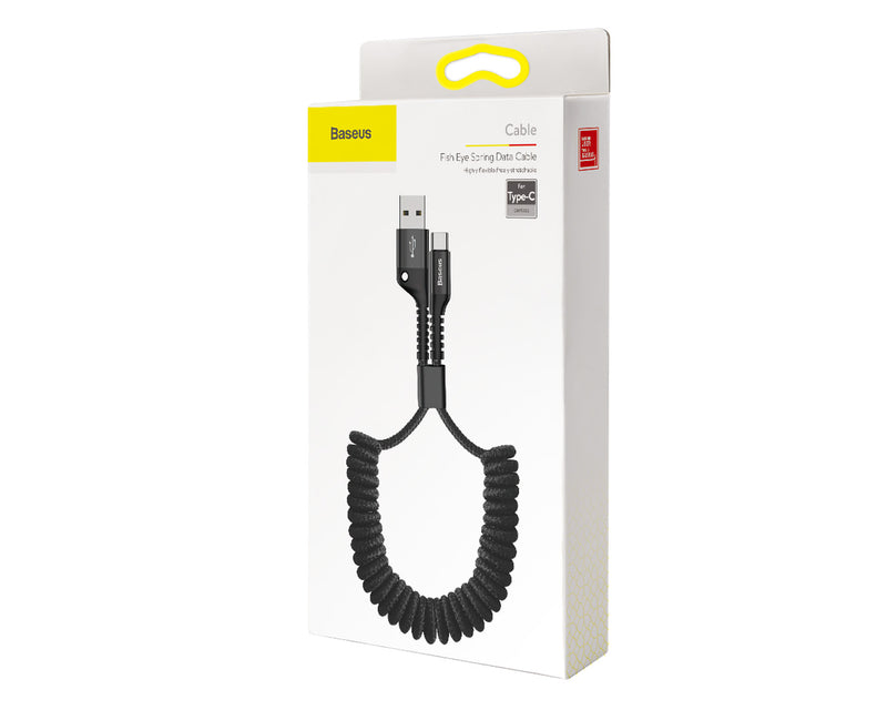 Baseus Fish-eye Spring Data Cable USB For Type-C 2A 1M Black (CATSR-01)