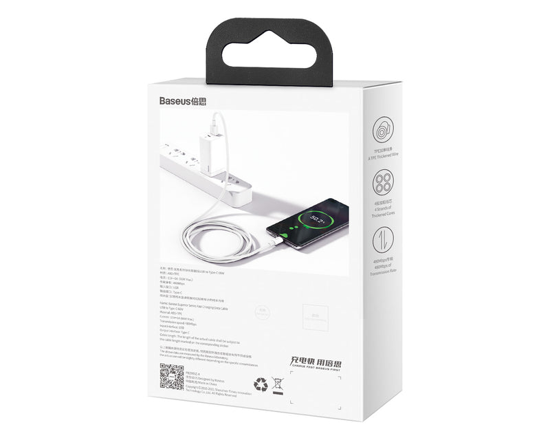 Baseus Superior Series Fast Charging Data Cable USB to Type-C 66W 2m White (CATYS-A02)