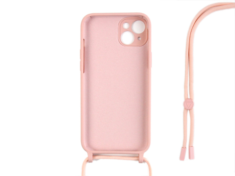 Rixus For iPhone 14 TPU Necklace Cord Cover Pink