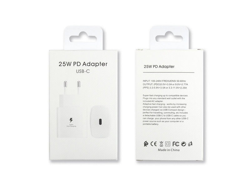 Samsung EP-TA800NW USB-C 25W PD Adaptor White Retail Box Without Logo