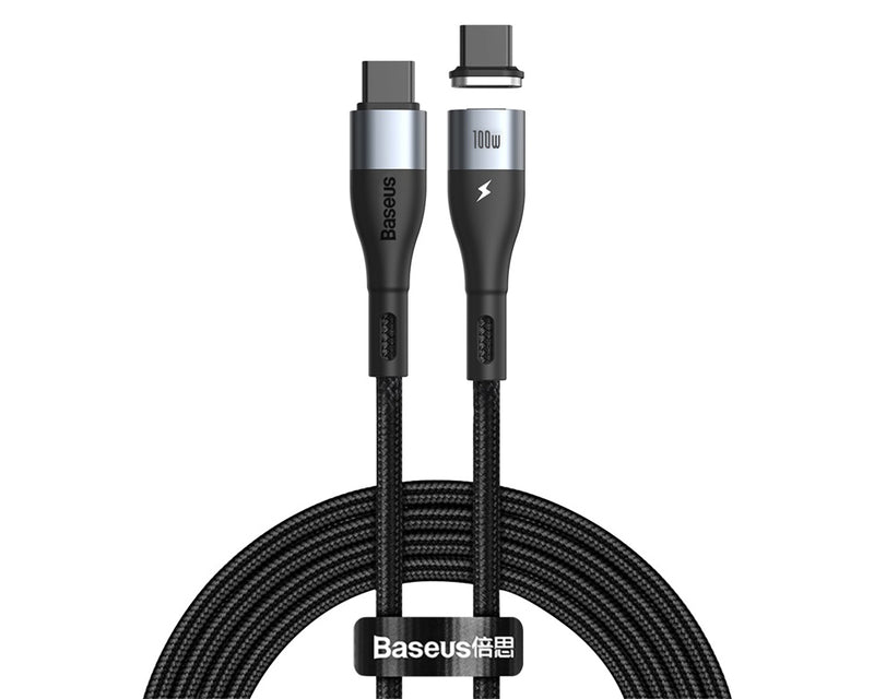Baseus Zinc Magnetic Safe Fast Charging Data Cable Type-C to Type-C 100W 1.5m Black (CATXC-Q01)