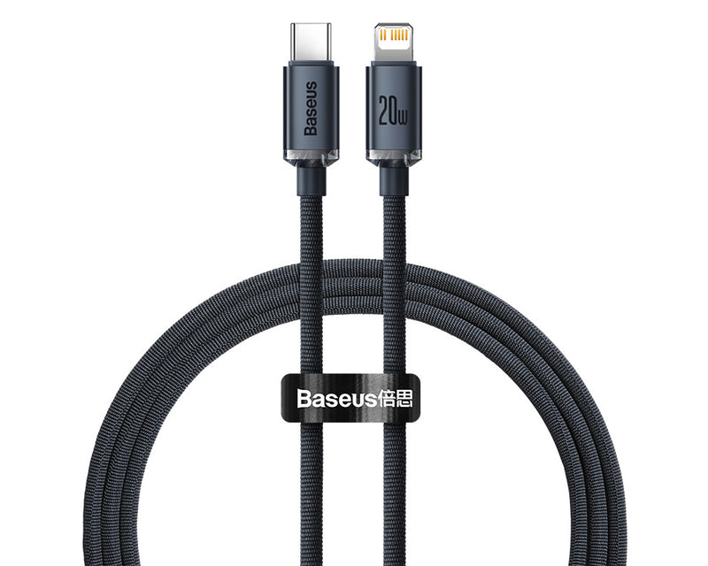 Baseus Crystal Shine Fast Charging Data Cable USB-C To Lightning 2.4A 1.2m Black (CAJY000201)