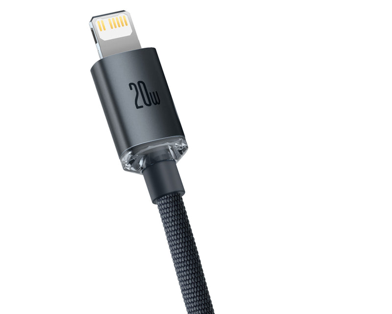 Baseus Crystal Shine Fast Charging Data Cable USB-C To Lightning 2.4A 2m Black (CAJY000301)