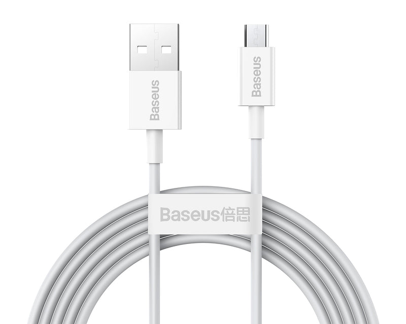 Baseus Superior Series Fast Charging Data Cable USB To Micro USB 2A 2m White (CAMYS-A02)