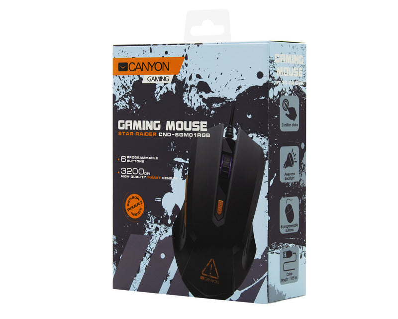Canyon Gaming Mouse GM-1 Star Raider LED 6 Buttons Black Orange