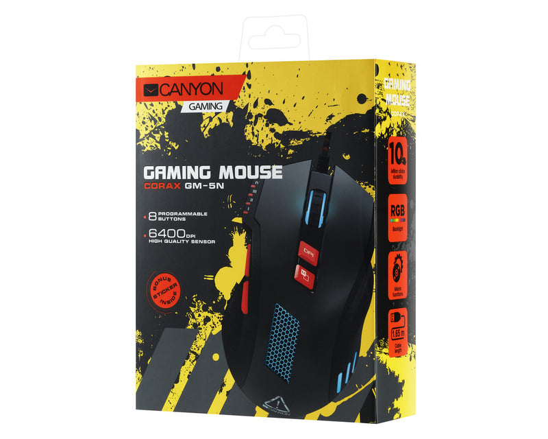 Canyon Gaming Mouse GM-5N Corax RGB 8 Buttons Black