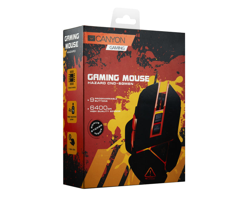 Canyon Gaming Mouse GM-6 Hazard LED 9 Buttons Black Orange