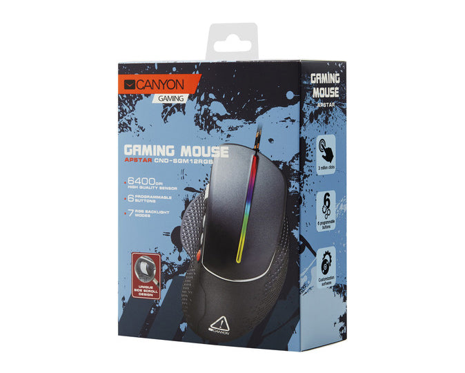 Canyon Gaming Mouse GM-12 Apstar RGB 6 Buttons Dark Grey