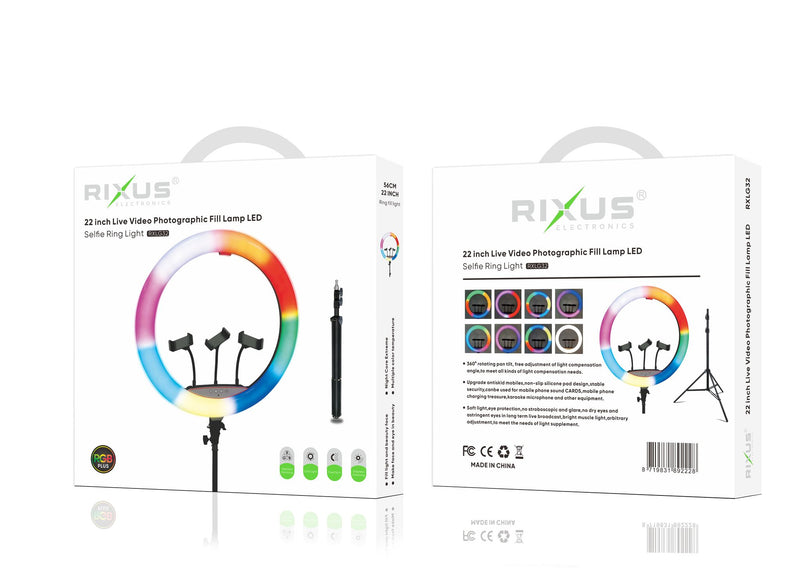 Rixus RXLG32 Selfie Ring Light And Holder Stick