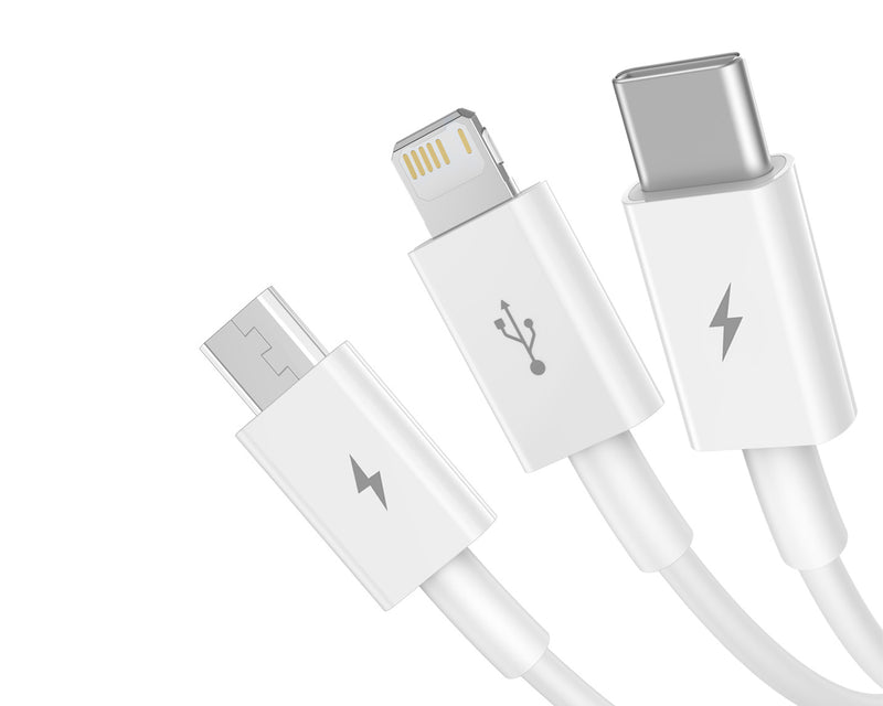 Baseus Superior Series Fast Charging 3-in-1 Data Cable 3.5A 1.5m White (CAMLTYS-02)