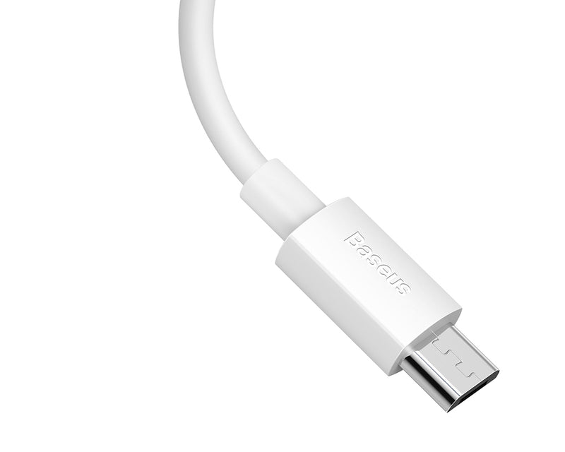 Baseus Simple Wisdom Data Cable Kit USB To Micro USB 2.1A 1.5m White (2pcs)(TZCAMZJ-02)