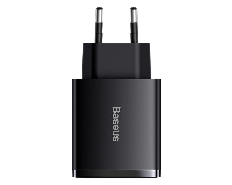 Baseus Compact Quick Charger 2 USB And 1 USB-C 30W EU Black (CCXJ-E01)