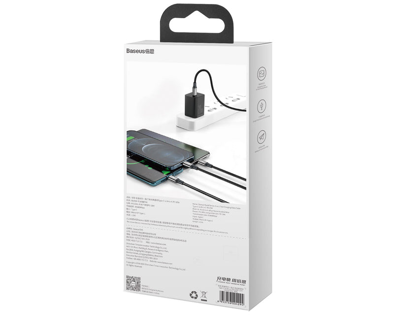 Baseus 3-in-1 USB-C Cable To Lightning, Micro USB And USB-C Black (CAMLT-SC01)