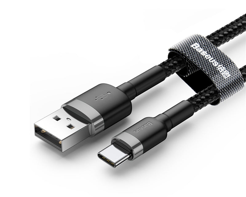 Baseus Cafule USB To USB-C Cable 3A 0.5M Grey Black (CATKLF-AG1)