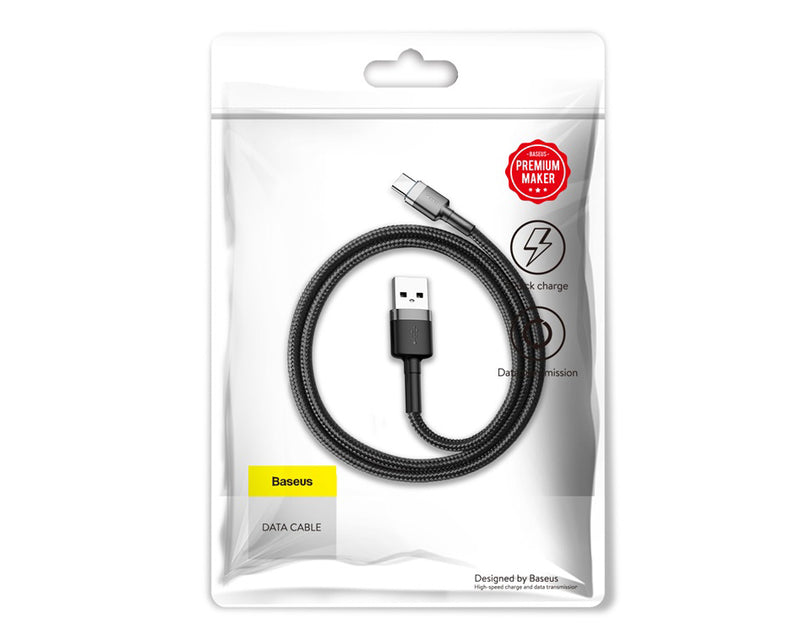 Baseus Cafule USB To USB-C Cable 3A 0.5M Grey Black (CATKLF-AG1)