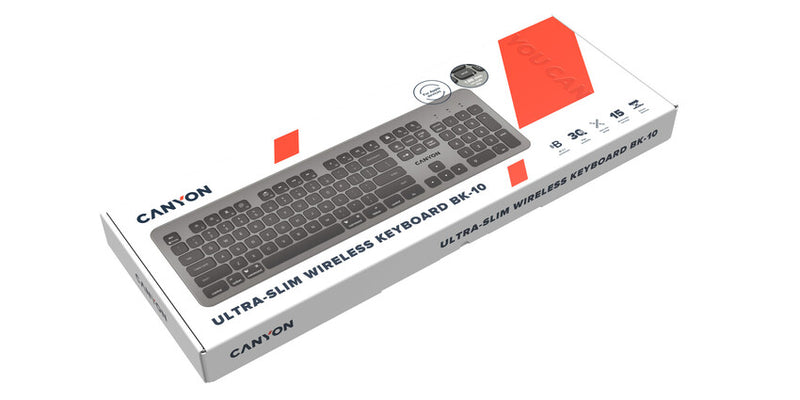 Canyon Keyboard BK-10 Ultra Slim Wireless US Black (Qwerty)