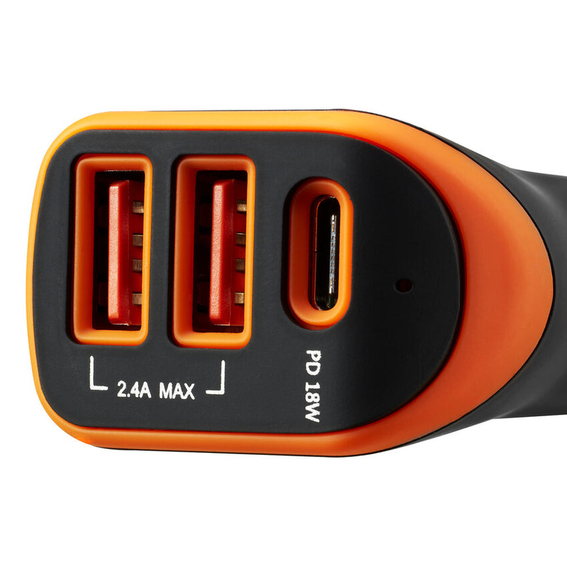 Canyon Universal Car Charger C-08 With 3 Ports Black Orange