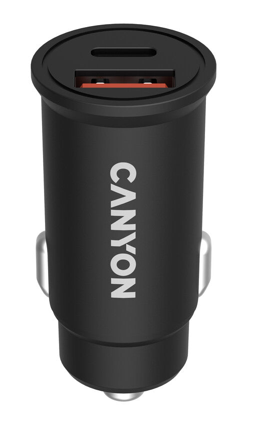 Canyon Universal Car Charger C-20B03 With 1x USB-C And 1x USB Port Black