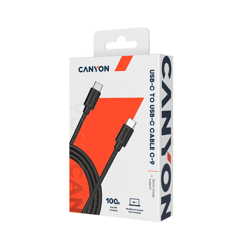 Canyon UC-9 USB-C To USB-C Cable 100W PD 1.2Mtr Black