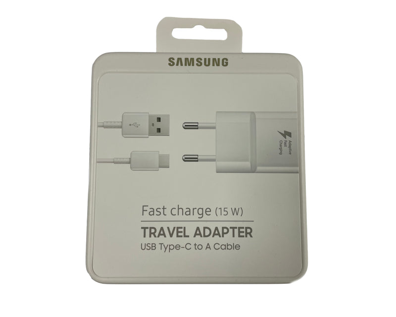 Samsung Fast Charger USB-A 15W with USB-A to USB-C Cable White Original Retail Box