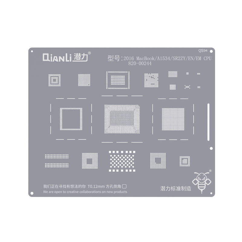 Qianli Bumblebee Stencil For 2016 MacBook / A1534 / SR2ZY / EN / EM / CPU 820-00244 (QS94)