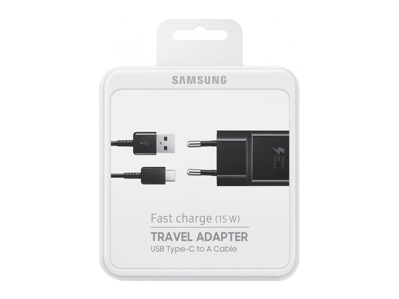 Samsung Fast Charger USB-A 15W with USB-A to USB-C Cable 1m Black Original Retail Box