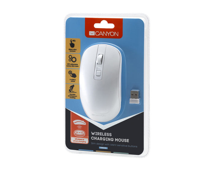 Canyon Wireless Charging Mouse MW-18 Pearl White