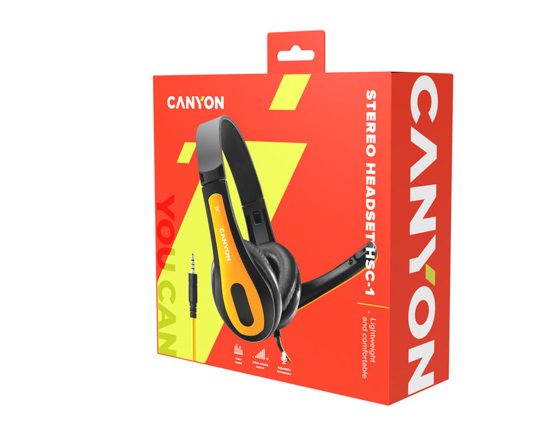Canyon PC Headset HSC-1 Mic Flat 2M Black Yellow