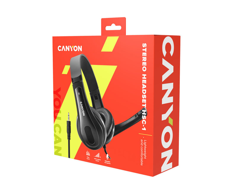 Canyon PC Headset HSC-1 Mic Flat 2M Black