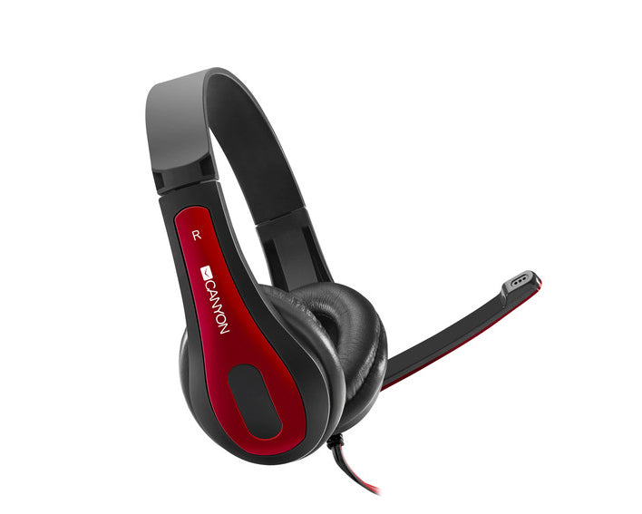Canyon PC Headset HSC-1 Mic Flat 2M Black Red