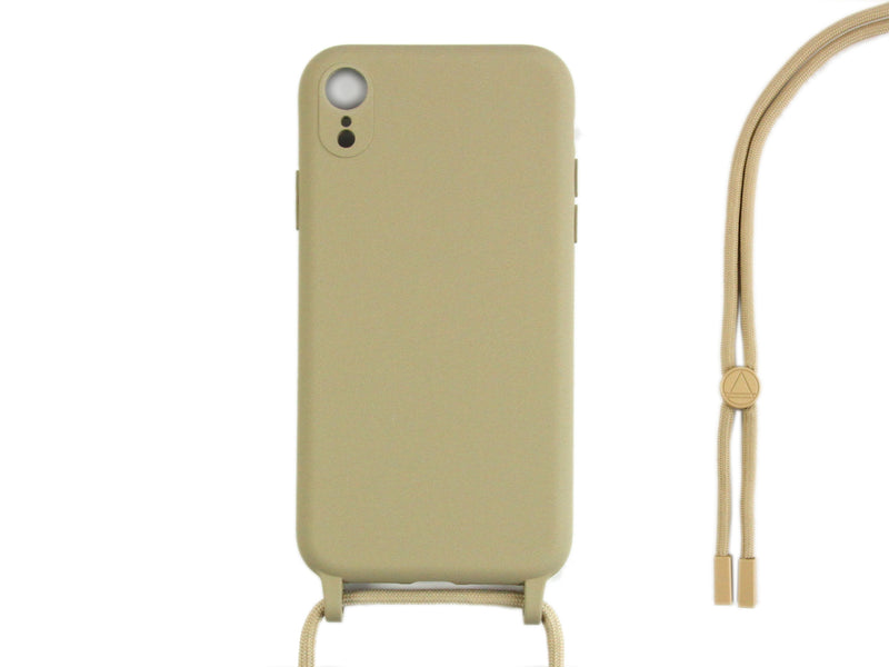 Rixus For iPhone XR TPU Necklace Cord Cover Gold