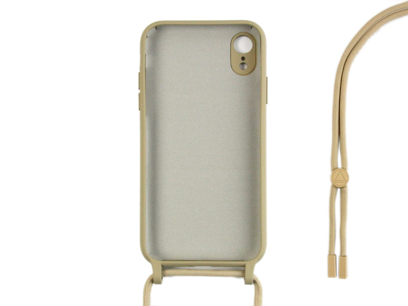 Rixus For iPhone XR TPU Necklace Cord Cover Gold