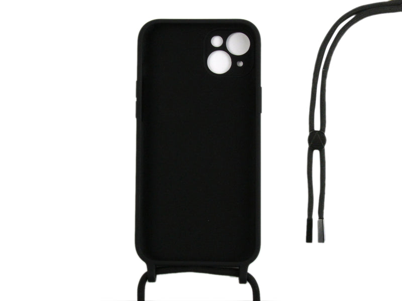 Rixus For iPhone 13 TPU Necklace Cord Cover Black