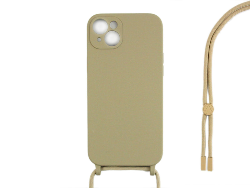 Rixus For iPhone 13 TPU Necklace Cord Cover Gold