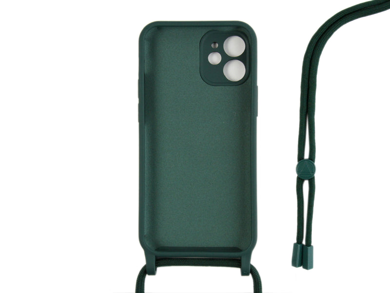 Rixus For iPhone 11 TPU Necklace Cord Cover Dark Green