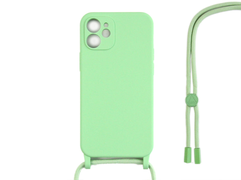 Rixus For iPhone 11 TPU Necklace Cord Cover Matcha