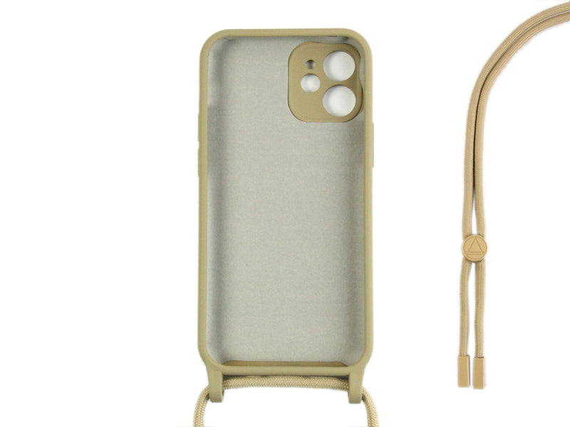 Rixus For iPhone 11 TPU Necklace Cord Cover Gold