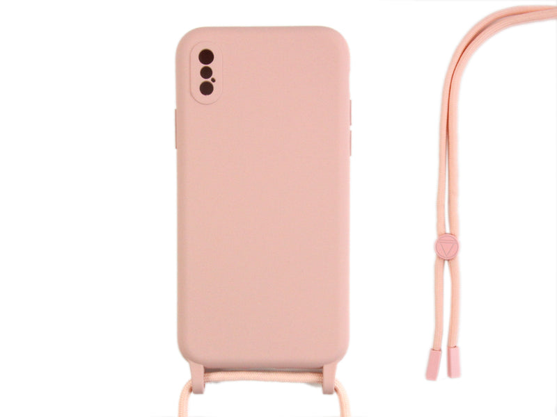 Rixus For iPhone X, XS TPU Necklace Cord Cover Pink