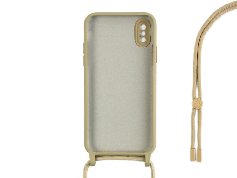 Rixus For iPhone X, XS TPU Necklace Cord Cover Gold