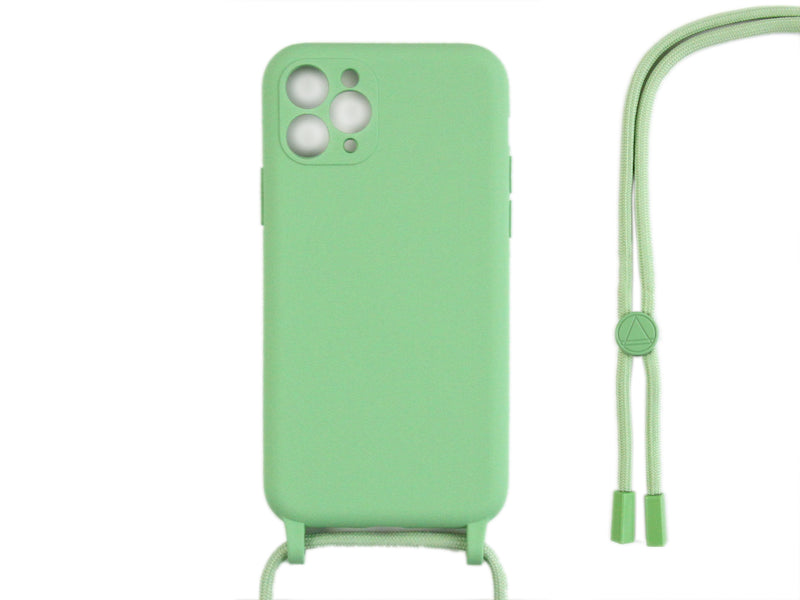 Rixus For iPhone 11 Pro Max TPU Necklace Cord Cover Matcha