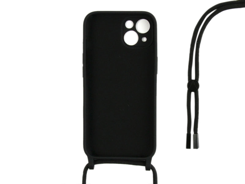 Rixus For iPhone 13 Mini TPU Necklace Cord Cover Black