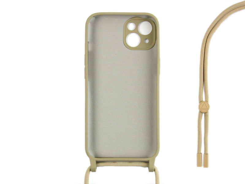 Rixus For iPhone 13 Mini TPU Necklace Cord Cover Gold