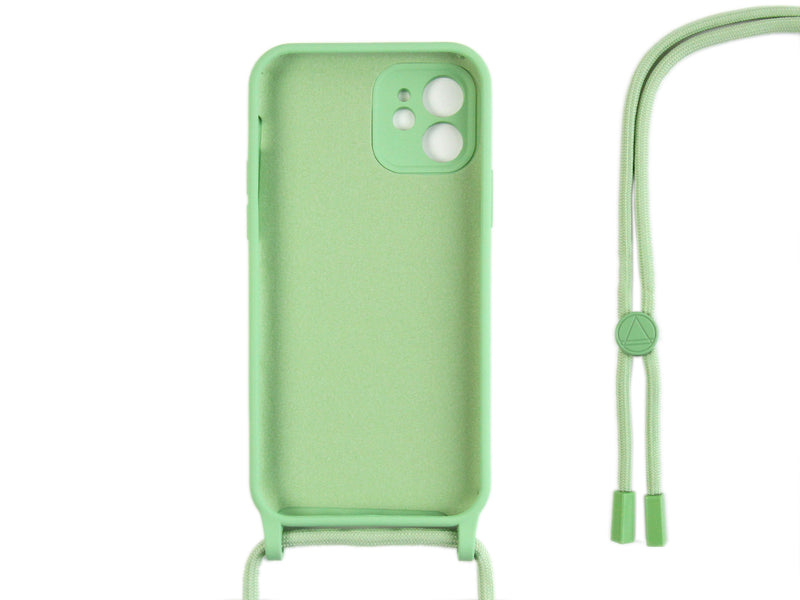 Rixus For iPhone 12 Mini TPU Necklace Cord Cover Matcha