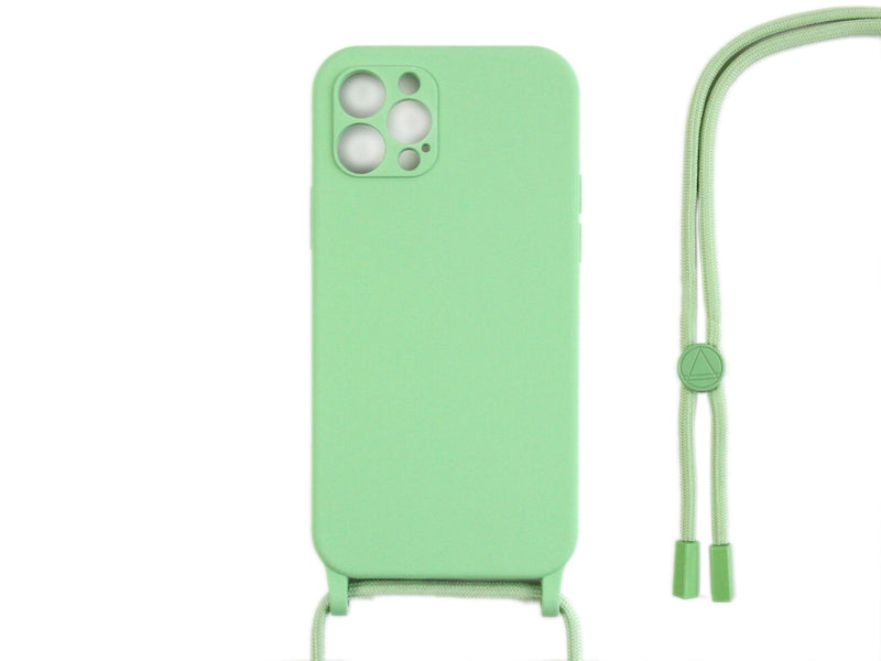 Rixus For iPhone 14 Pro TPU Necklace Cord Cover Matcha