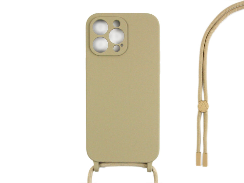 Rixus For iPhone 14 Pro TPU Necklace Cord Cover Gold