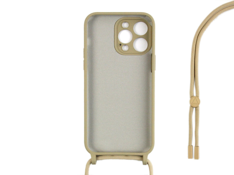 Rixus For iPhone 14 Pro TPU Necklace Cord Cover Gold
