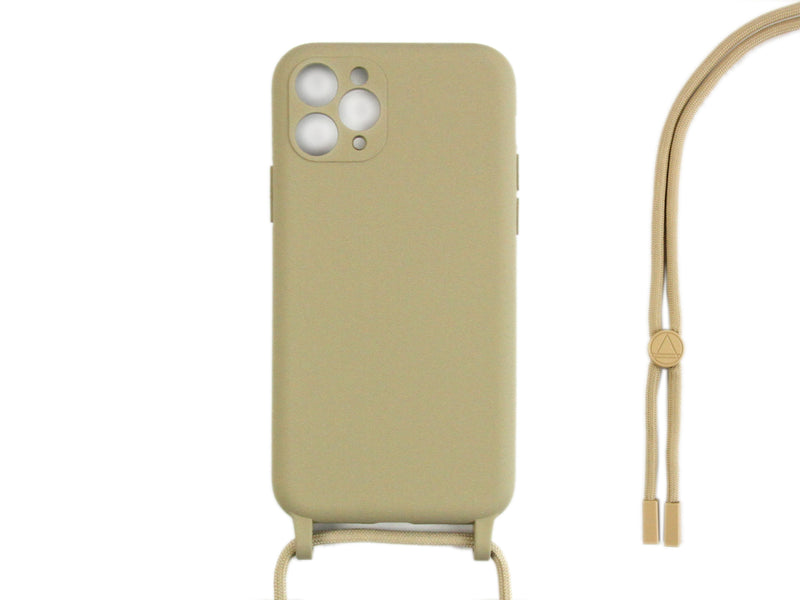 Rixus For iPhone 11 Pro TPU Necklace Cord Cover Gold