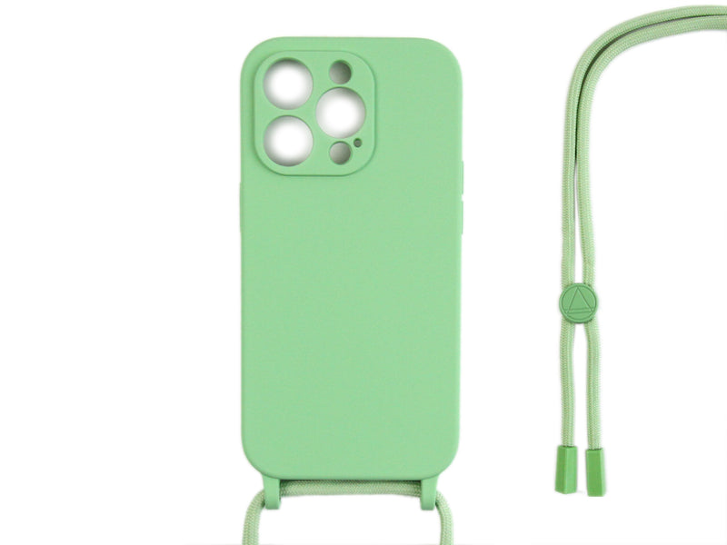 Rixus For iPhone 14 Pro Max TPU Necklace Cord Cover Matcha